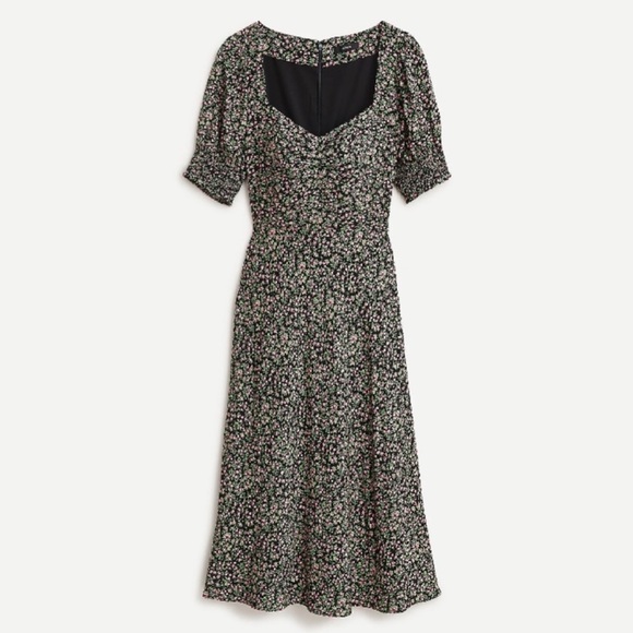 J Crew Smocked Sleeve Floral Midi Dress - Picture 2 of 11